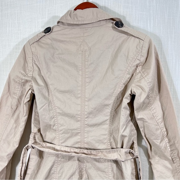Stradivarius Beige Tan Belted Button Front Trench Jacket Coat Size M - Picture 12 of 14